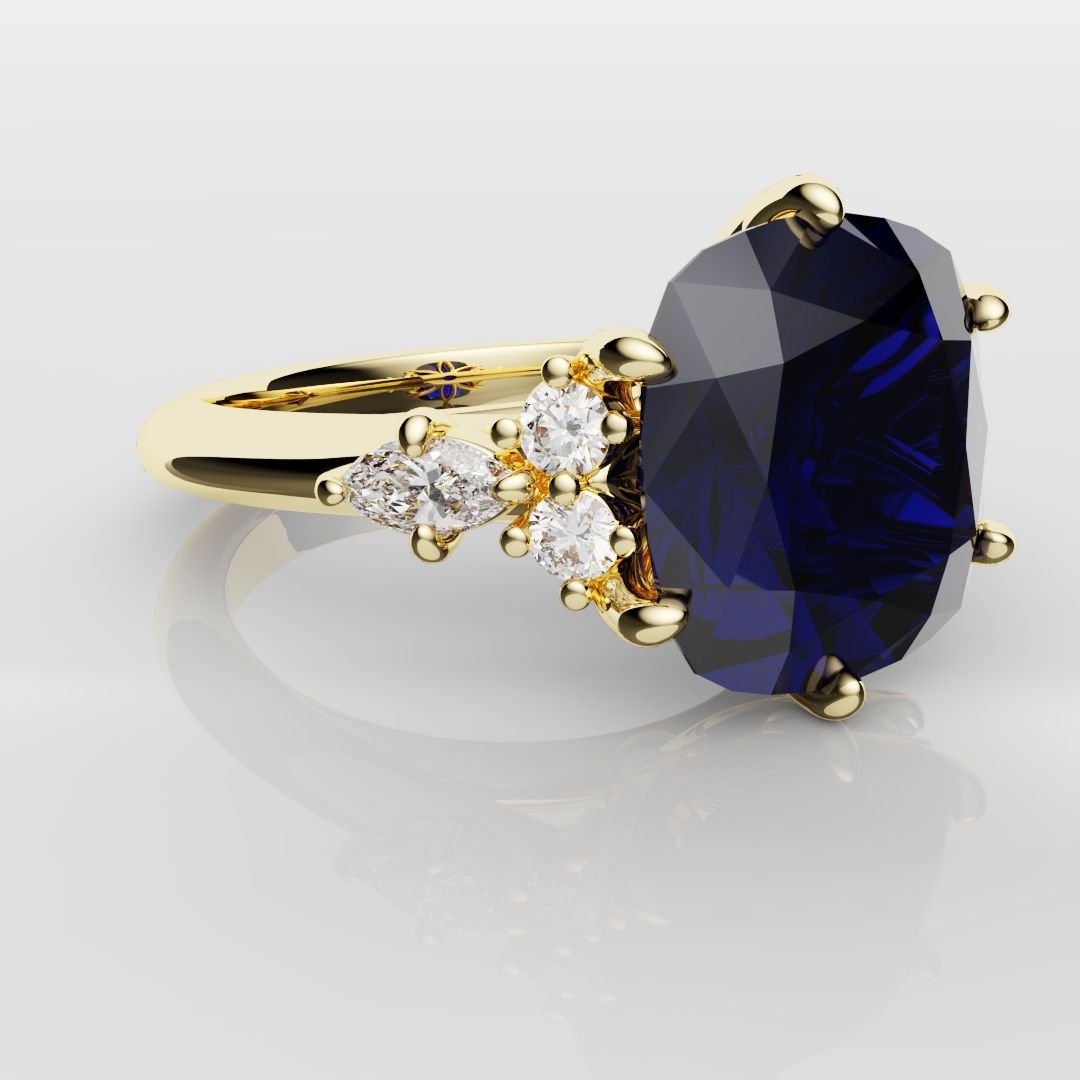 4.2ct Cushion Cut Sapphire Engagement Ring With Tulip Detailing