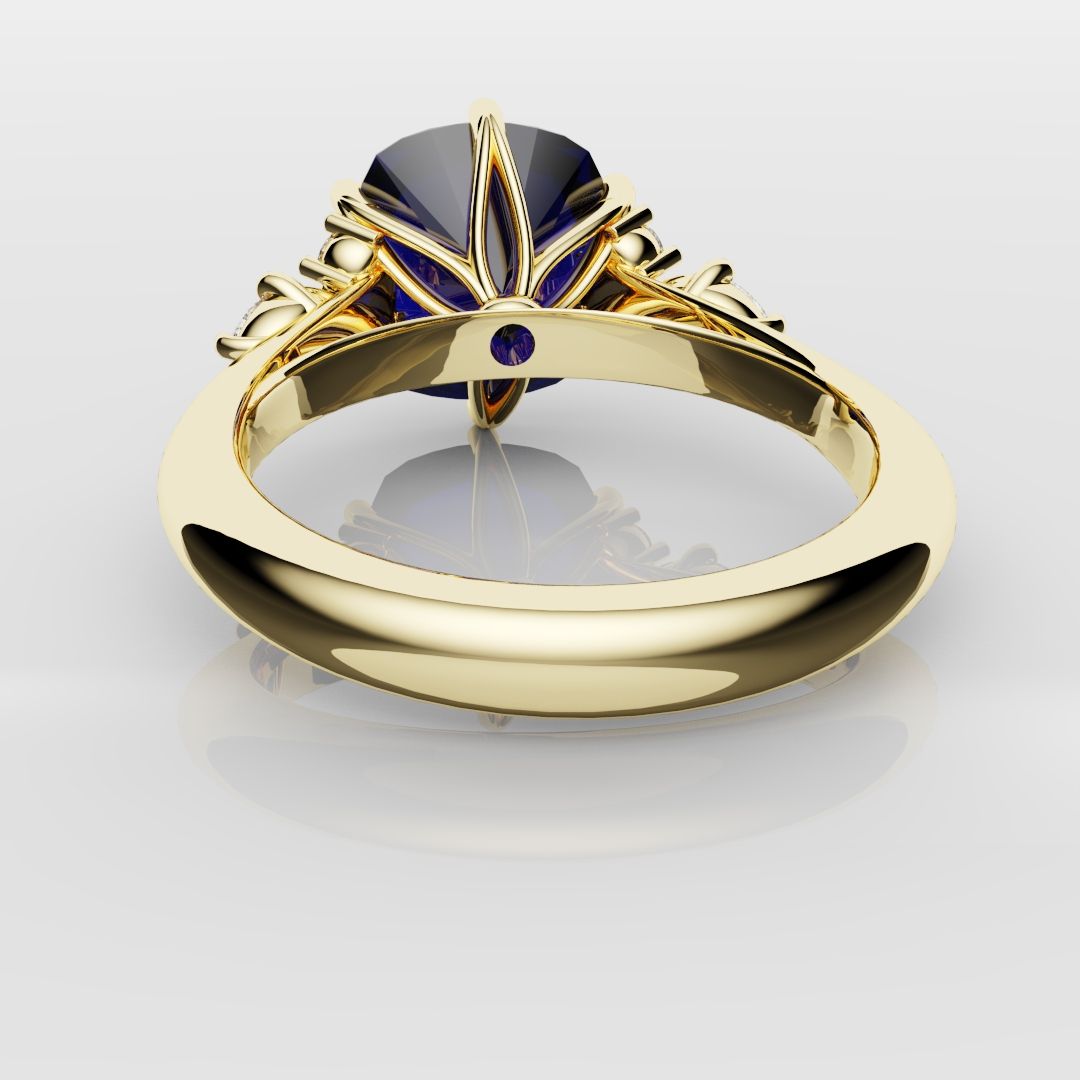 4.2ct Cushion Cut Sapphire Engagement Ring With Tulip Detailing