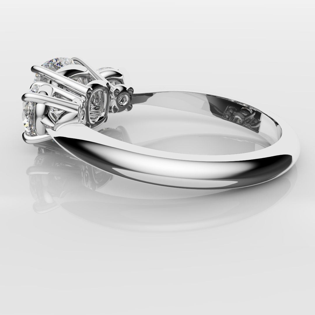 Cushion Cut and Round Diamond Trilogy Engagement Ring