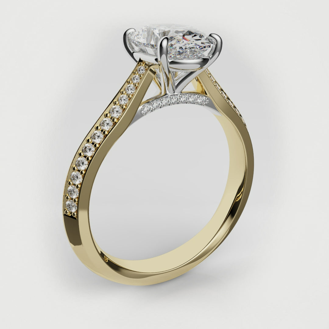 Double Row Pavé Oval Diamond Engagement Ring