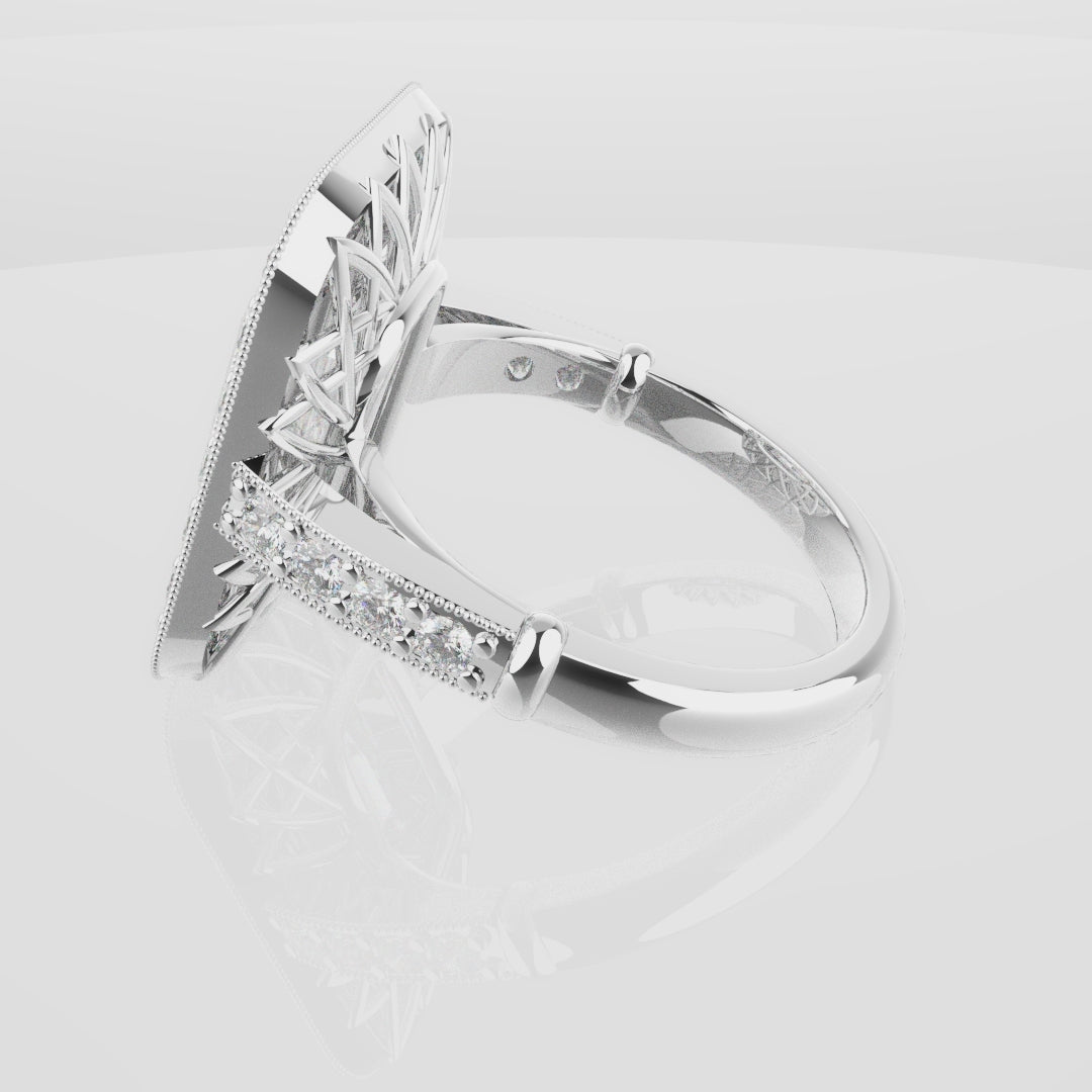 Emerald Cut Double Halo Art Deco Engagement Ring