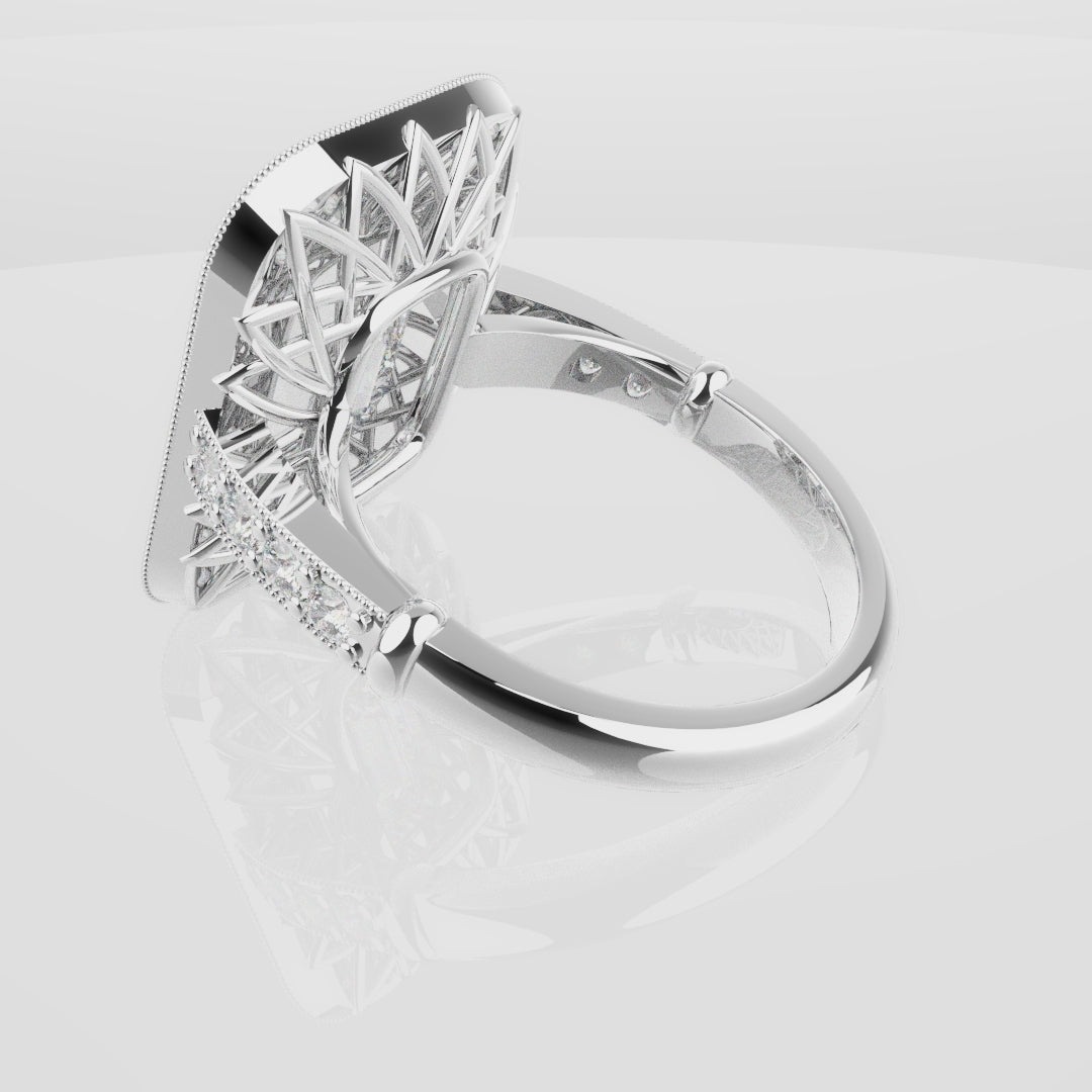 Emerald Cut Double Halo Art Deco Engagement Ring