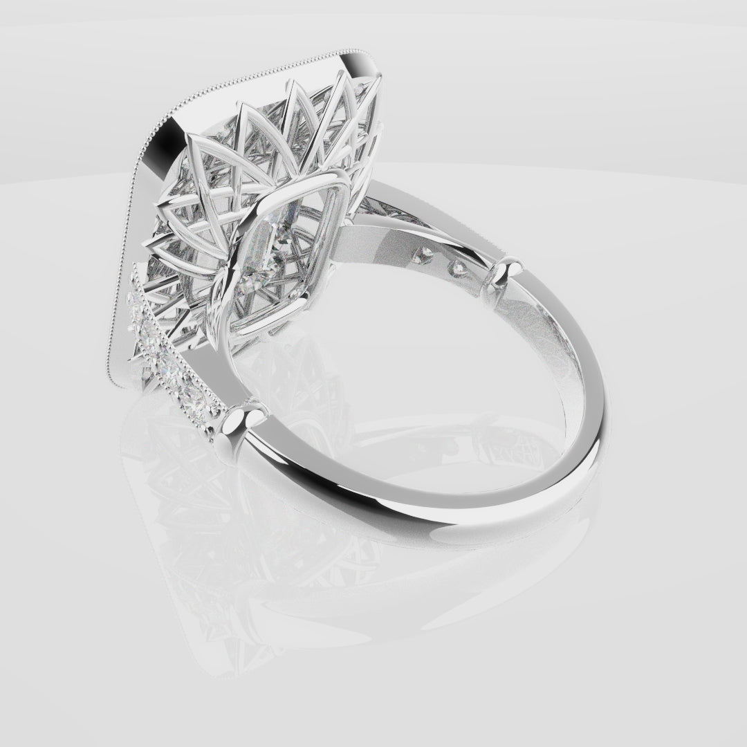 Emerald Cut Double Halo Art Deco Engagement Ring