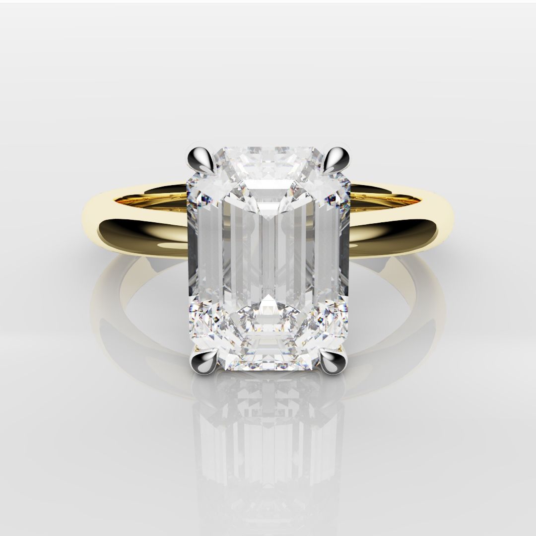 Platinum & 18ct Yellow Gold Emerald Cut Solitaire Engagement Ring