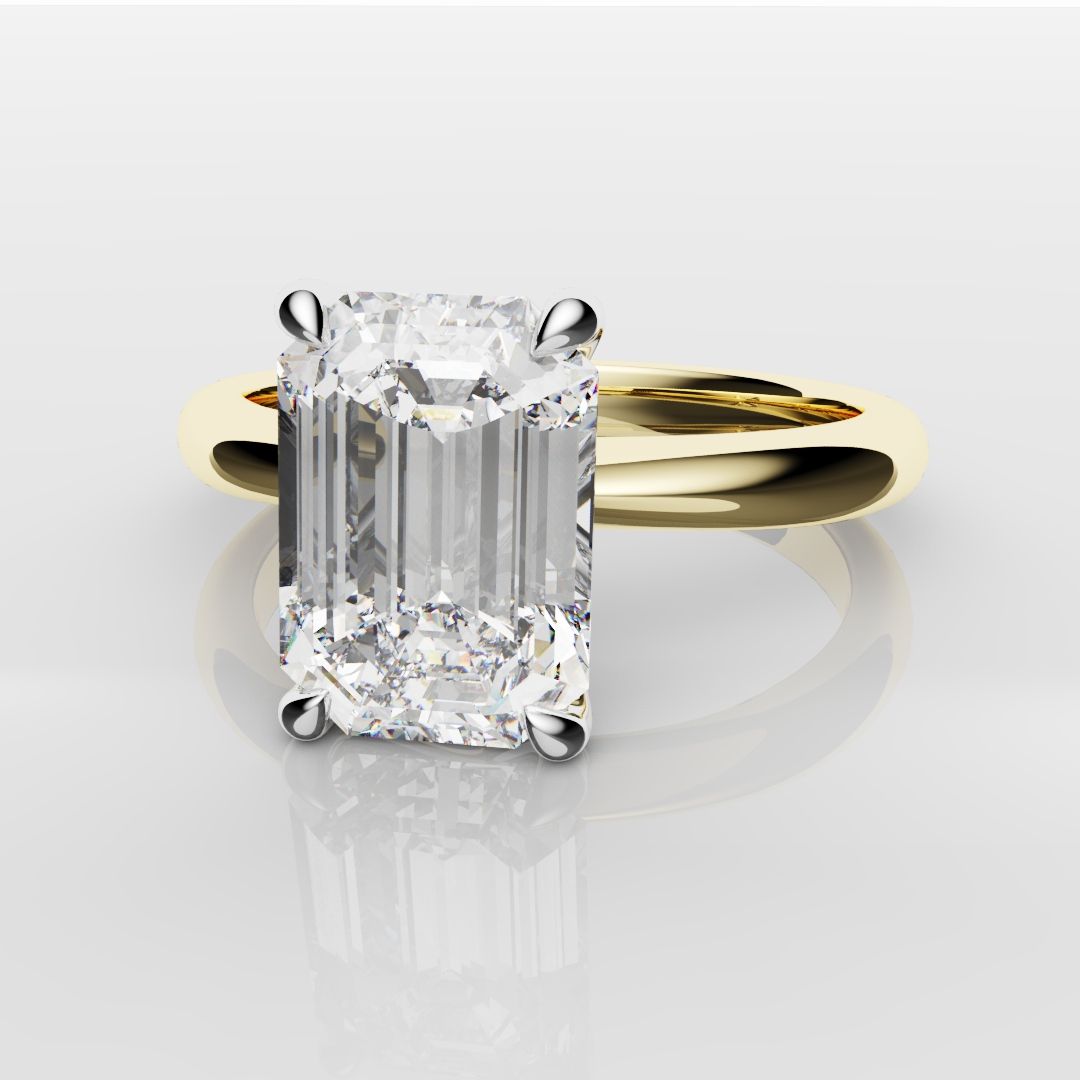 Platinum & 18ct Yellow Gold Emerald Cut Solitaire Engagement Ring