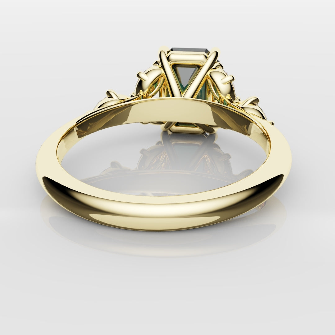 4ct Emerald Cut Teal Sapphire with Marquise Accent Diamonds