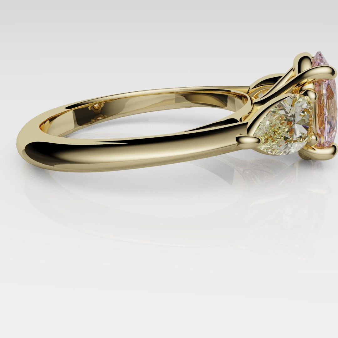 Fancy Pink and Yellow Diamond Trilogy Engagement Ring