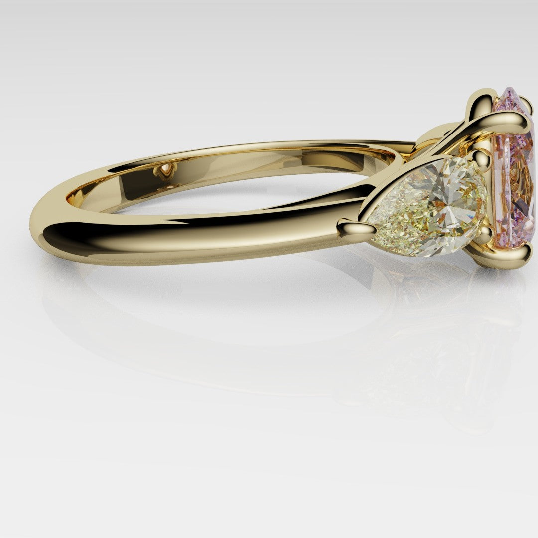 Fancy Pink and Yellow Diamond Trilogy Engagement Ring