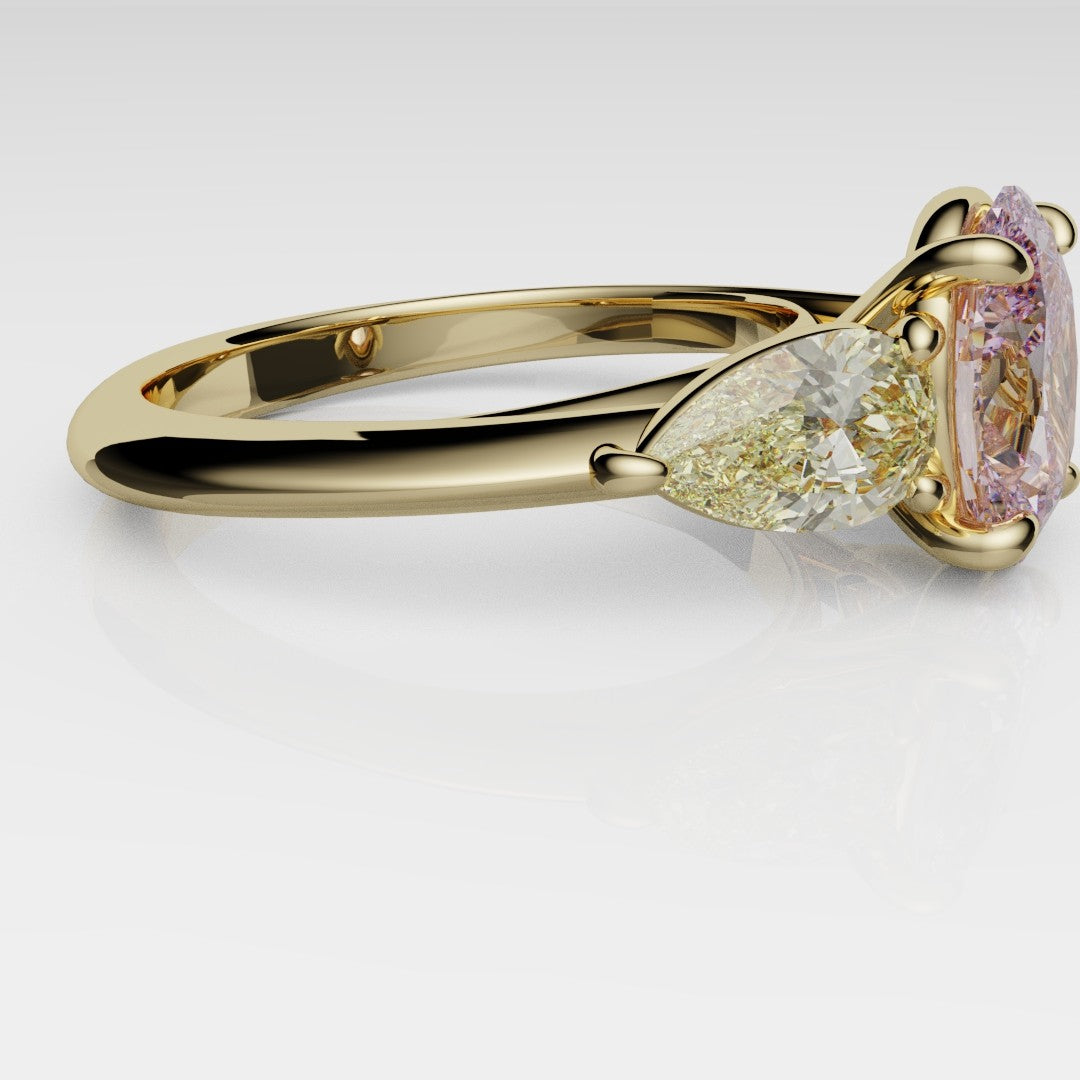 Fancy Pink and Yellow Diamond Trilogy Engagement Ring