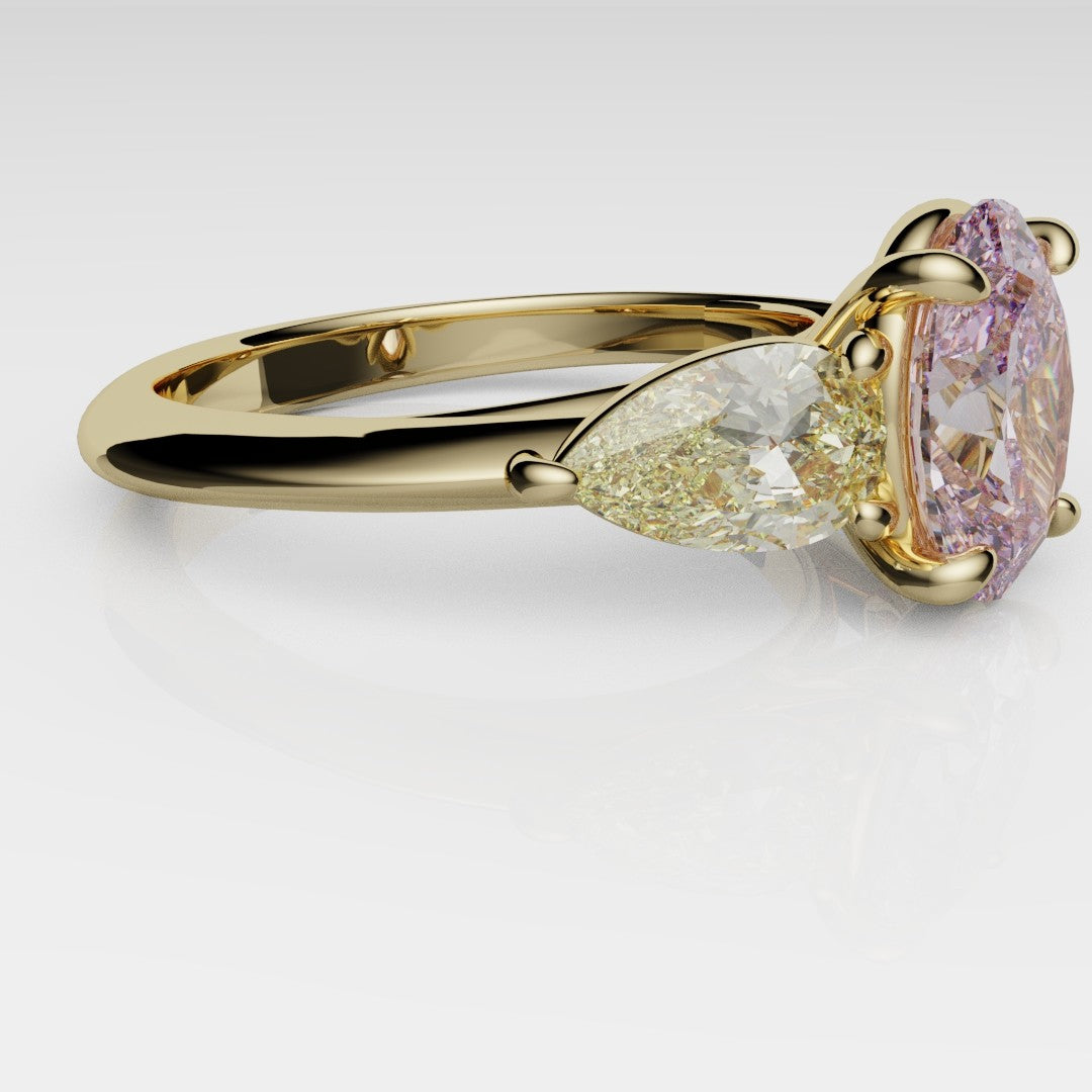 Fancy Pink and Yellow Diamond Trilogy Engagement Ring