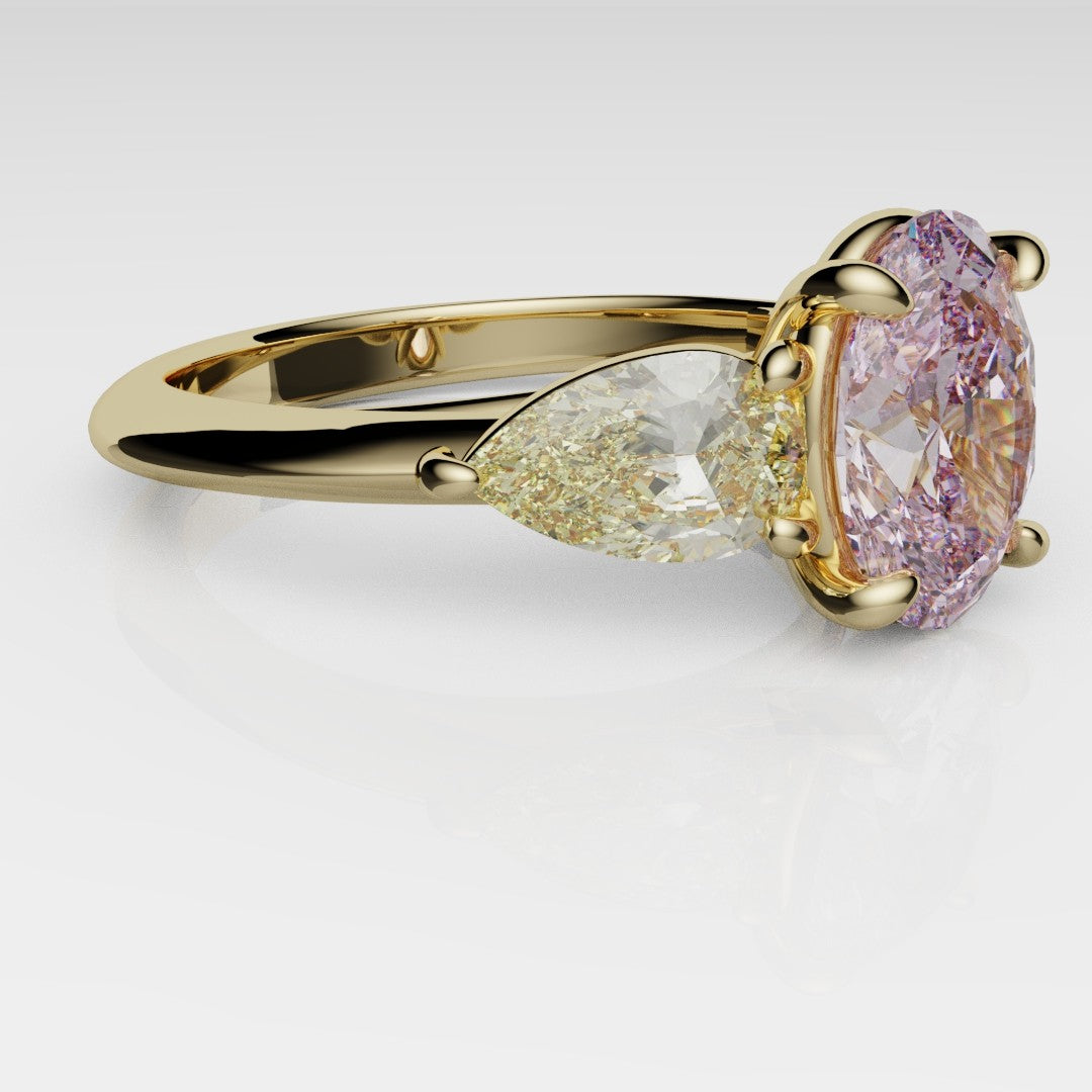 Fancy Pink and Yellow Diamond Trilogy Engagement Ring