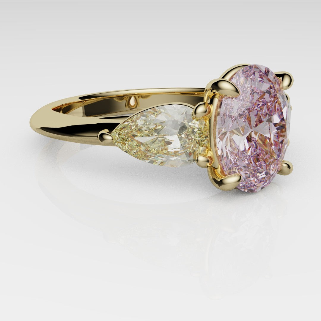 Fancy Pink and Yellow Diamond Trilogy Engagement Ring
