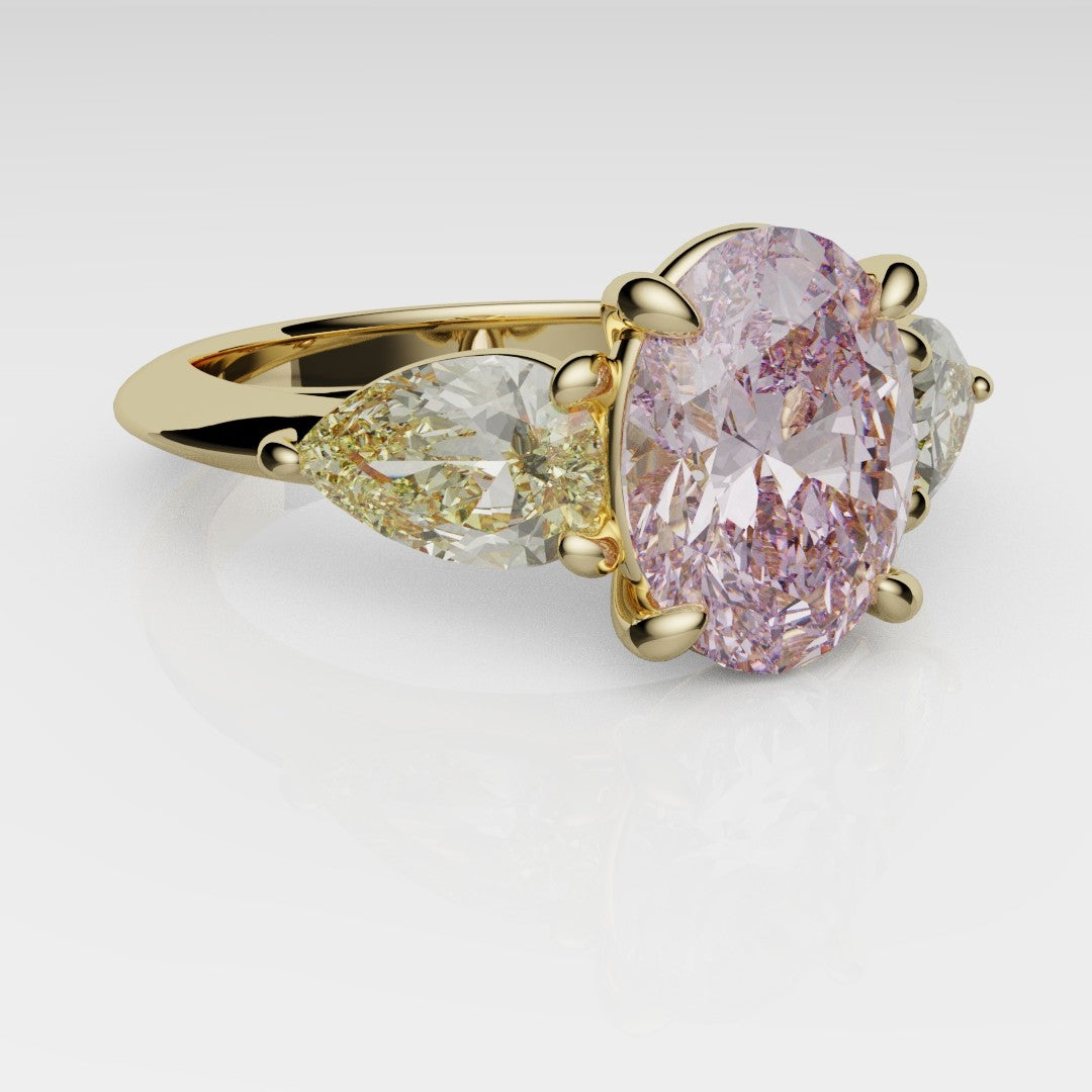Fancy Pink and Yellow Diamond Trilogy Engagement Ring