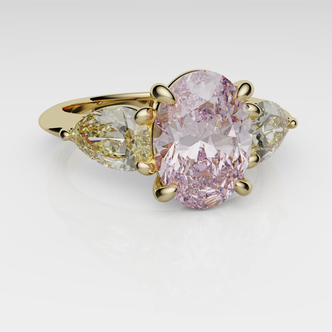 Fancy Pink and Yellow Diamond Trilogy Engagement Ring