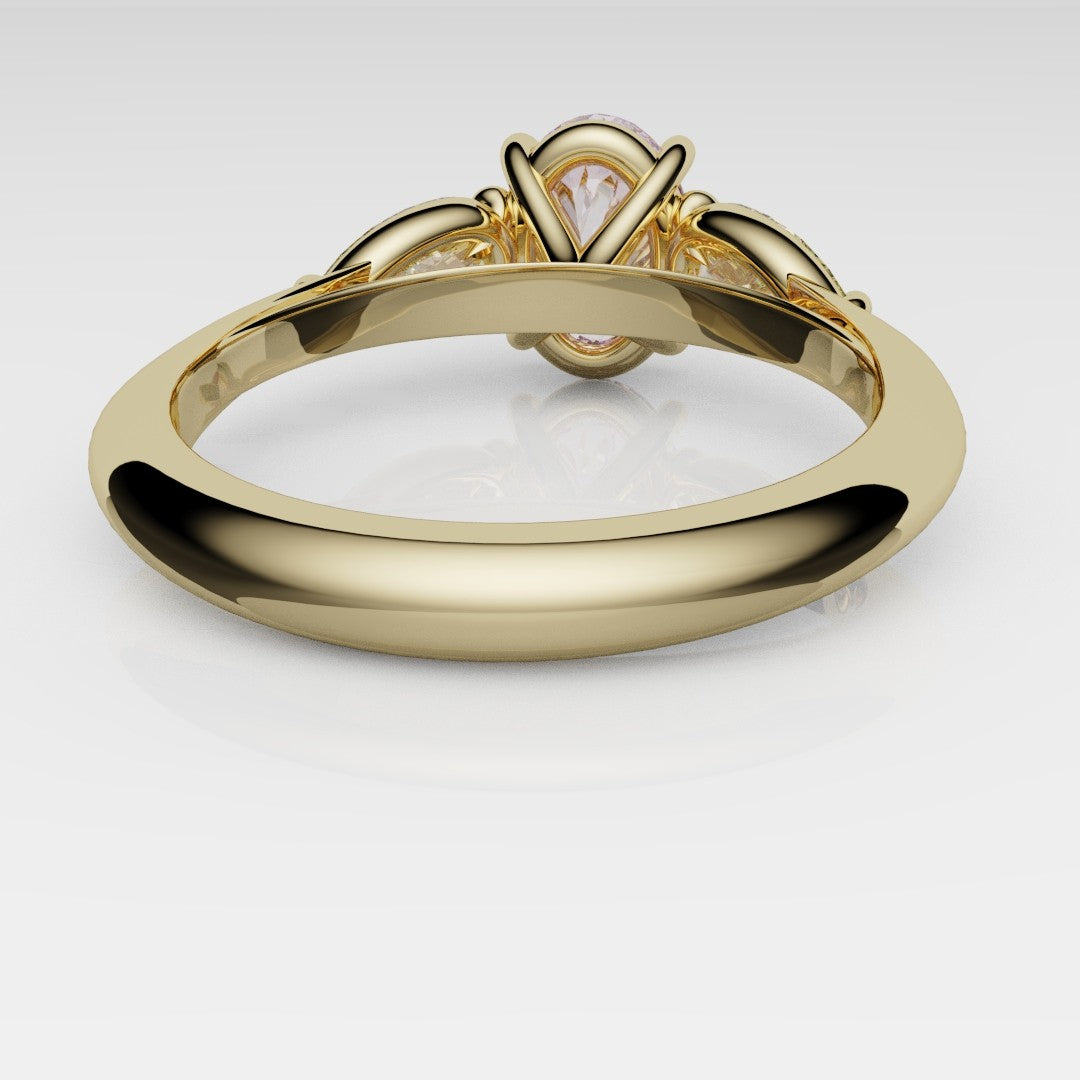 Fancy Pink and Yellow Diamond Trilogy Engagement Ring