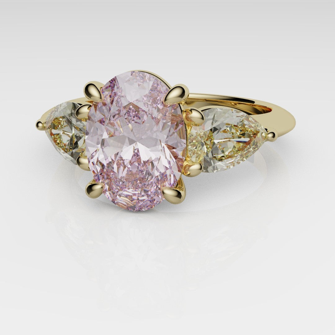 Fancy Pink and Yellow Diamond Trilogy Engagement Ring
