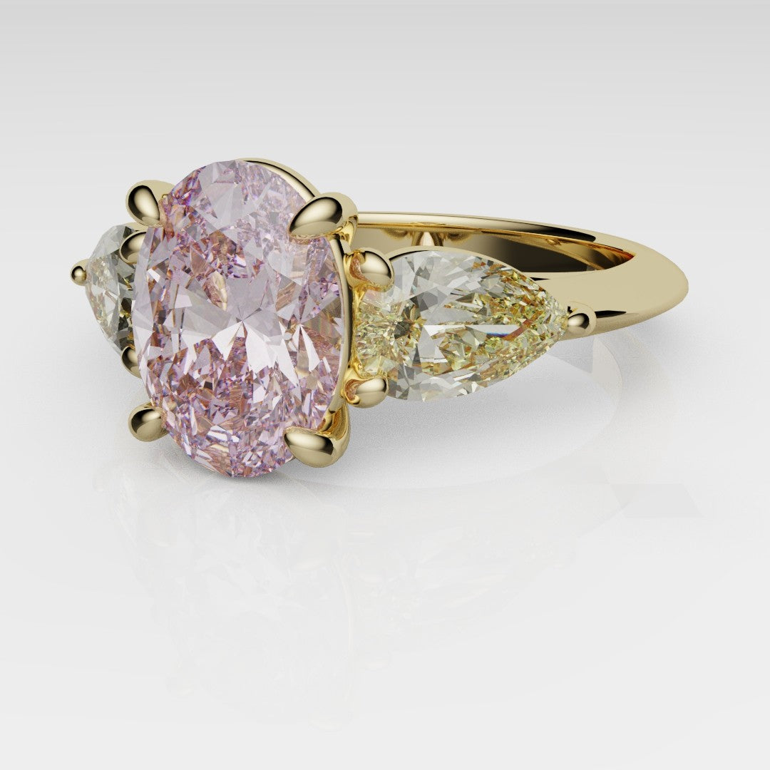 Fancy Pink and Yellow Diamond Trilogy Engagement Ring