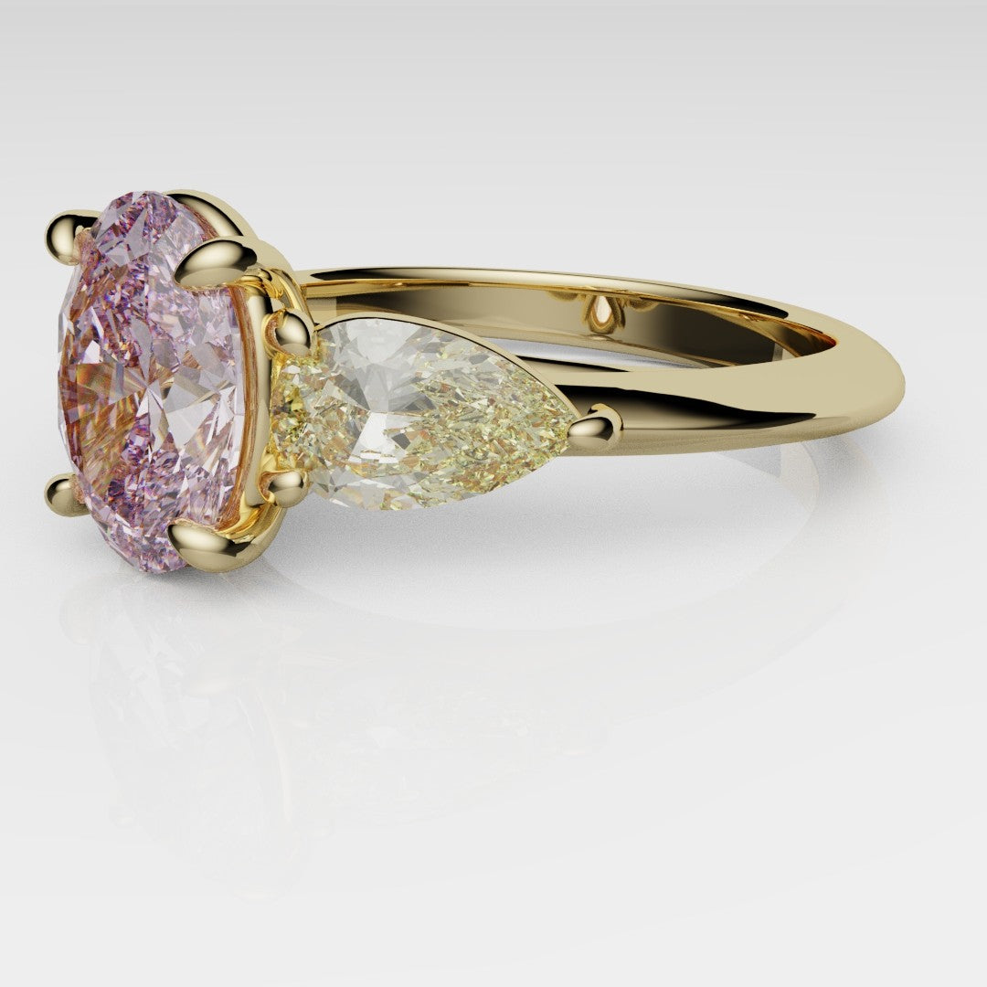 Fancy Pink and Yellow Diamond Trilogy Engagement Ring