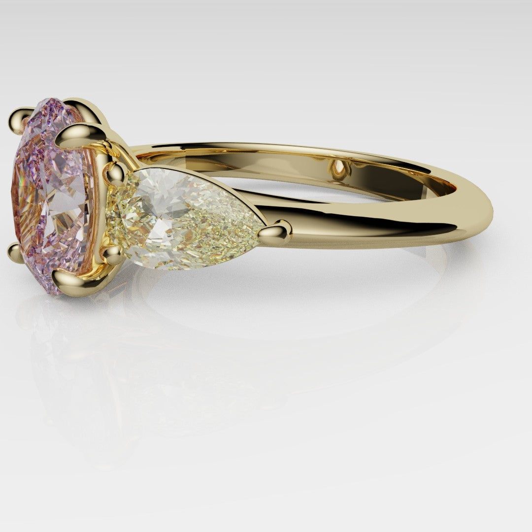 Fancy Pink and Yellow Diamond Trilogy Engagement Ring