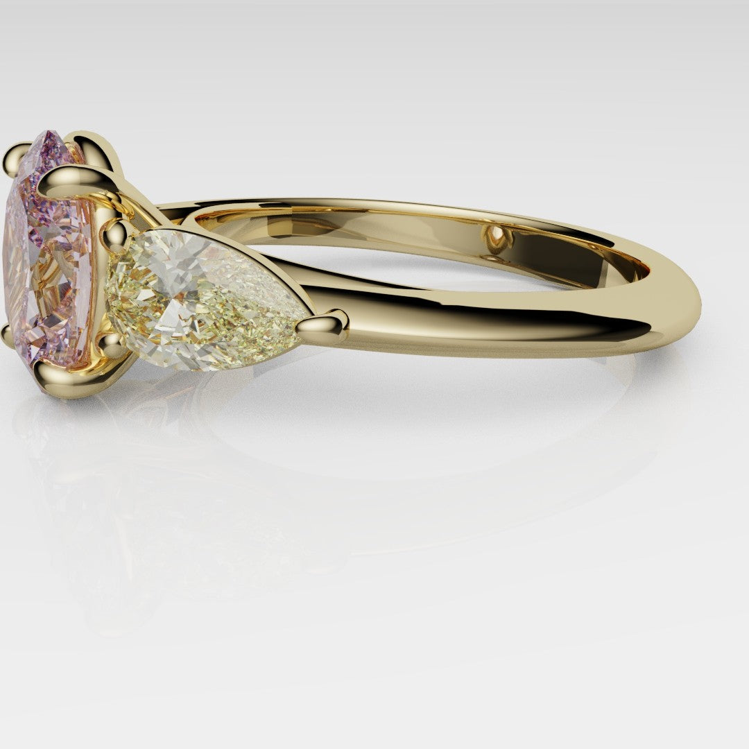 Fancy Pink and Yellow Diamond Trilogy Engagement Ring