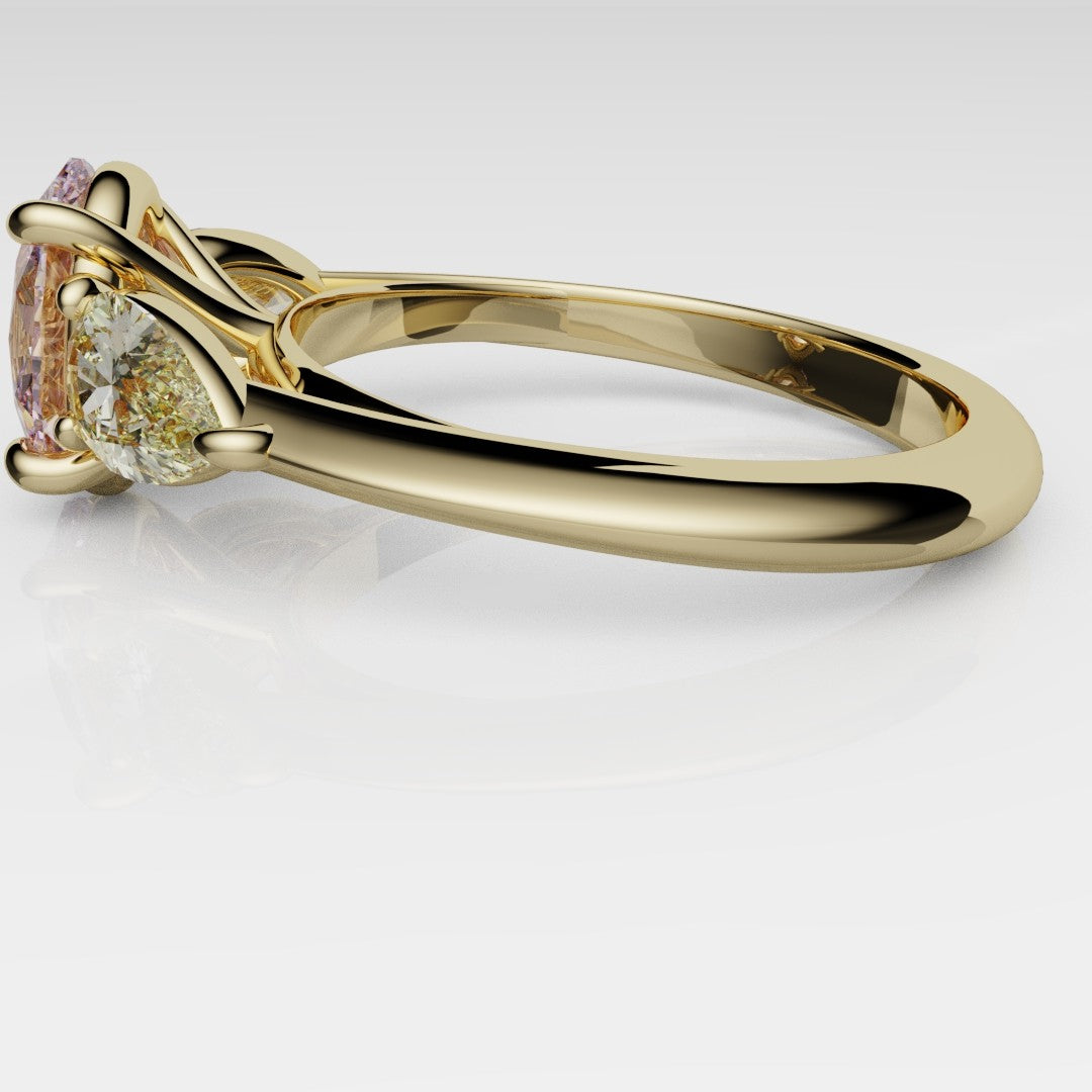 Fancy Pink and Yellow Diamond Trilogy Engagement Ring