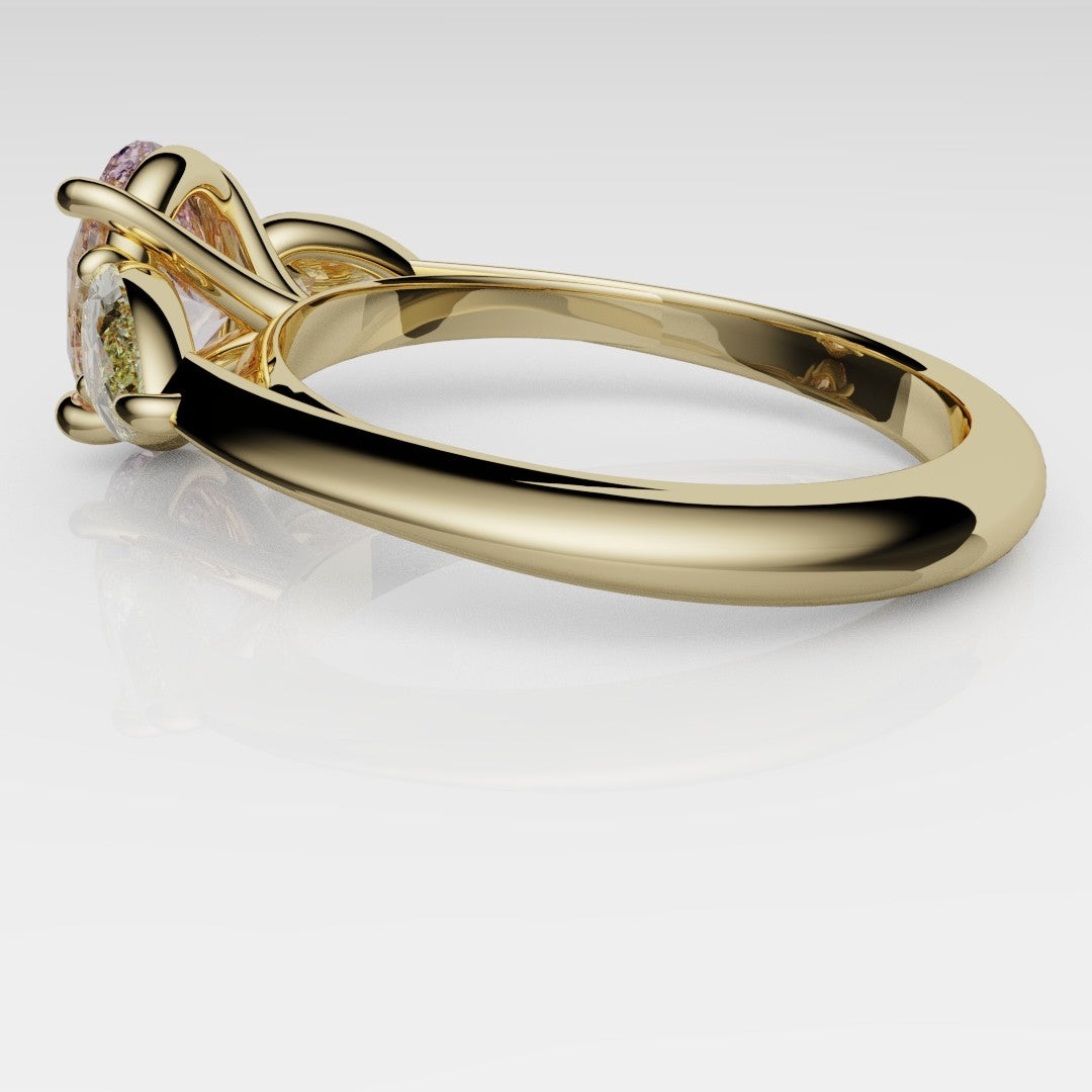 Fancy Pink and Yellow Diamond Trilogy Engagement Ring