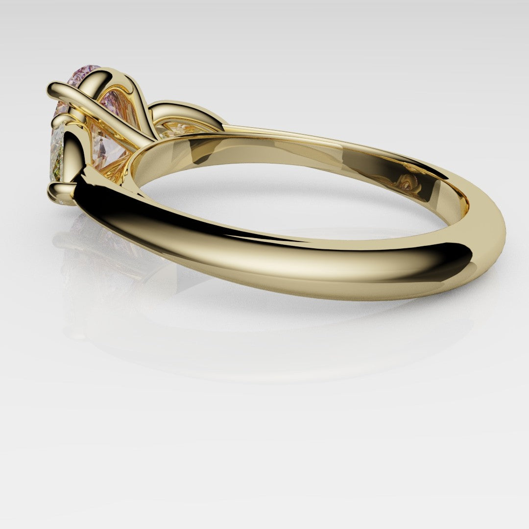 Fancy Pink and Yellow Diamond Trilogy Engagement Ring