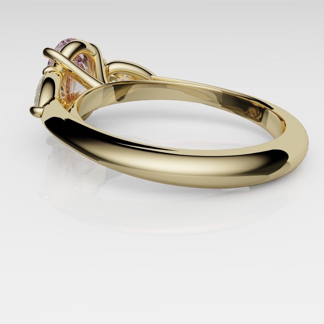 Fancy Pink and Yellow Diamond Trilogy Engagement Ring