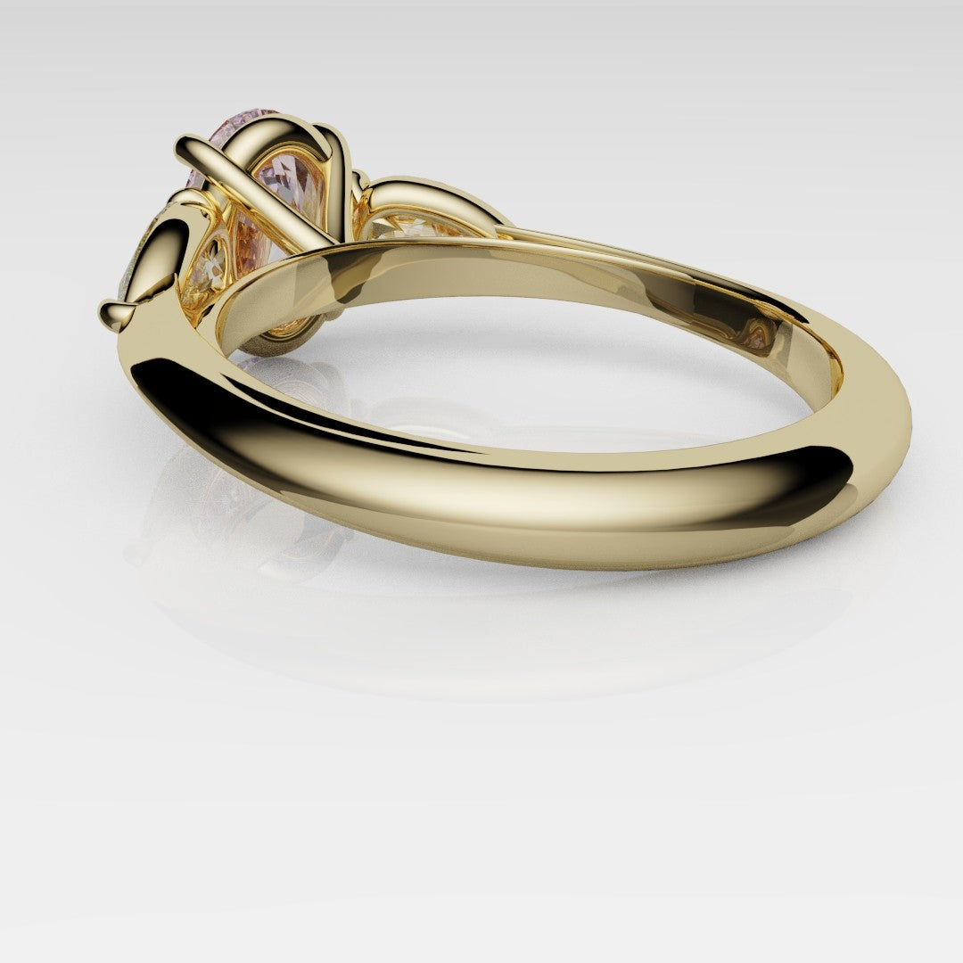 Fancy Pink and Yellow Diamond Trilogy Engagement Ring