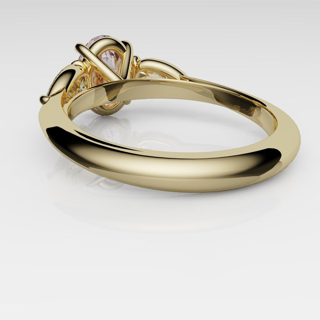 Fancy Pink and Yellow Diamond Trilogy Engagement Ring