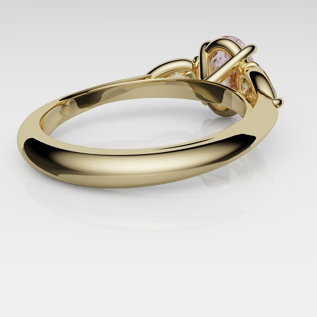 Fancy Pink and Yellow Diamond Trilogy Engagement Ring