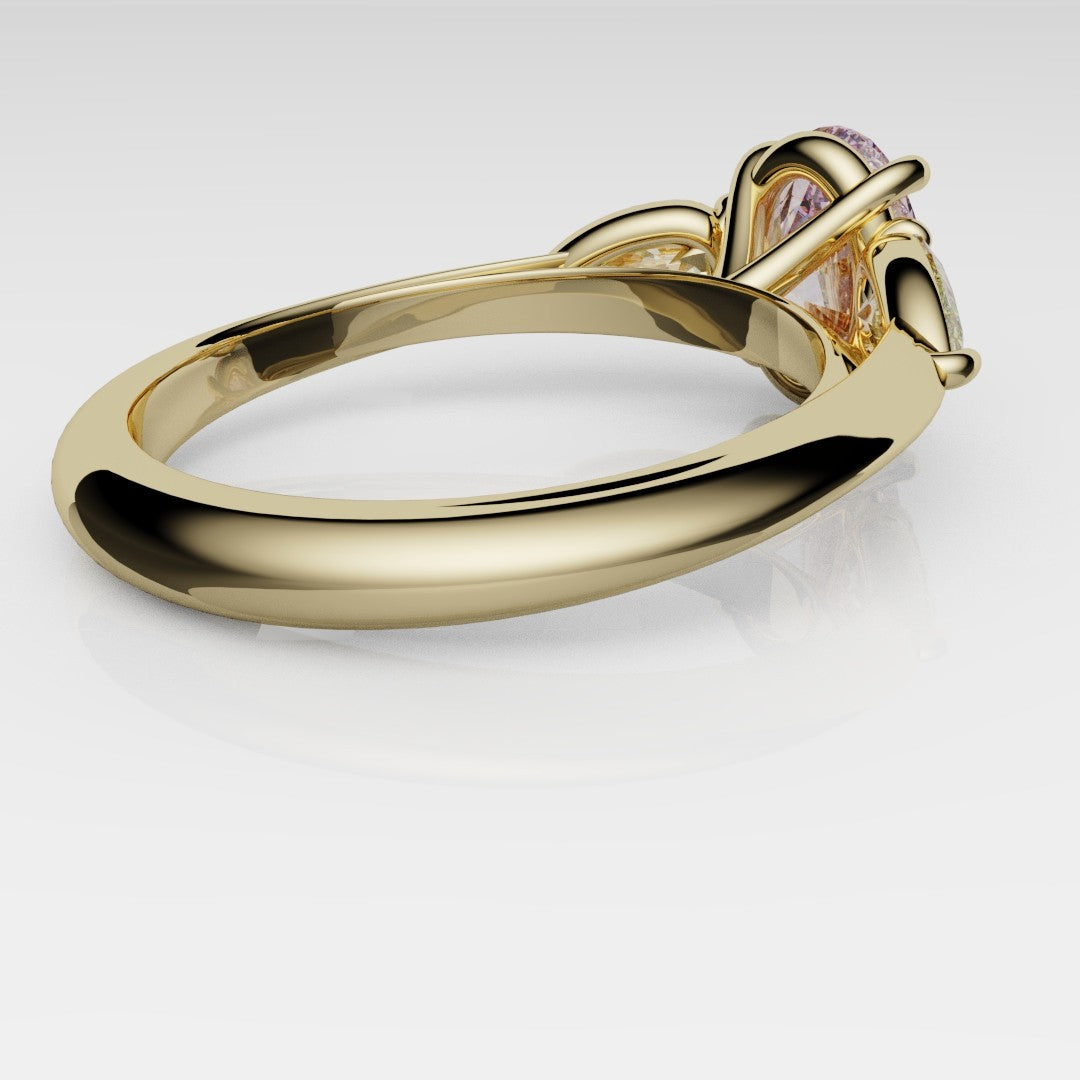 Fancy Pink and Yellow Diamond Trilogy Engagement Ring