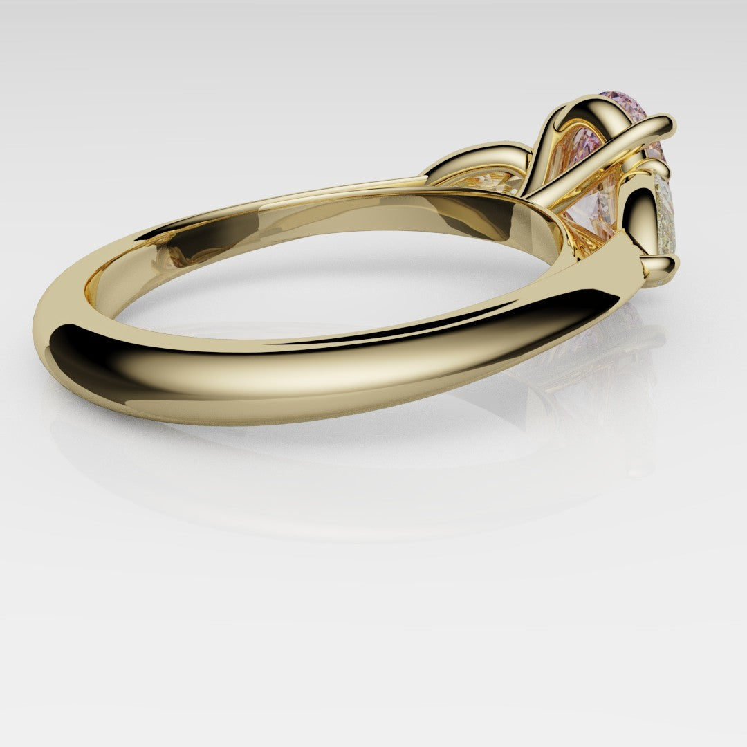 Fancy Pink and Yellow Diamond Trilogy Engagement Ring