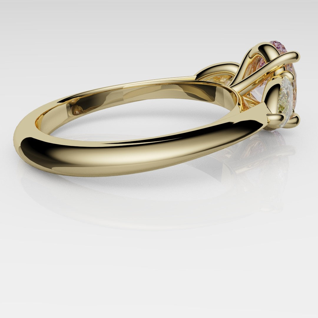 Fancy Pink and Yellow Diamond Trilogy Engagement Ring