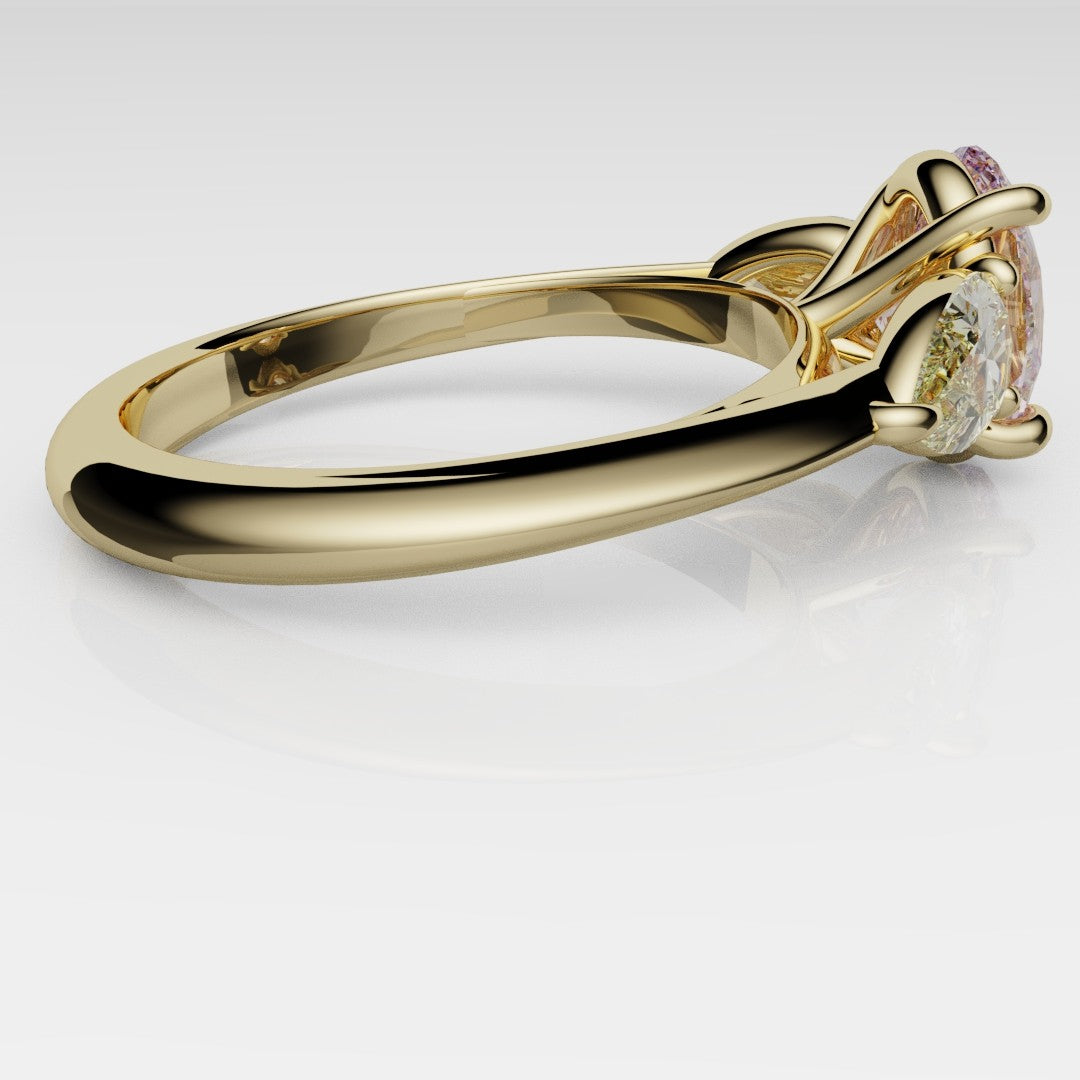 Fancy Pink and Yellow Diamond Trilogy Engagement Ring