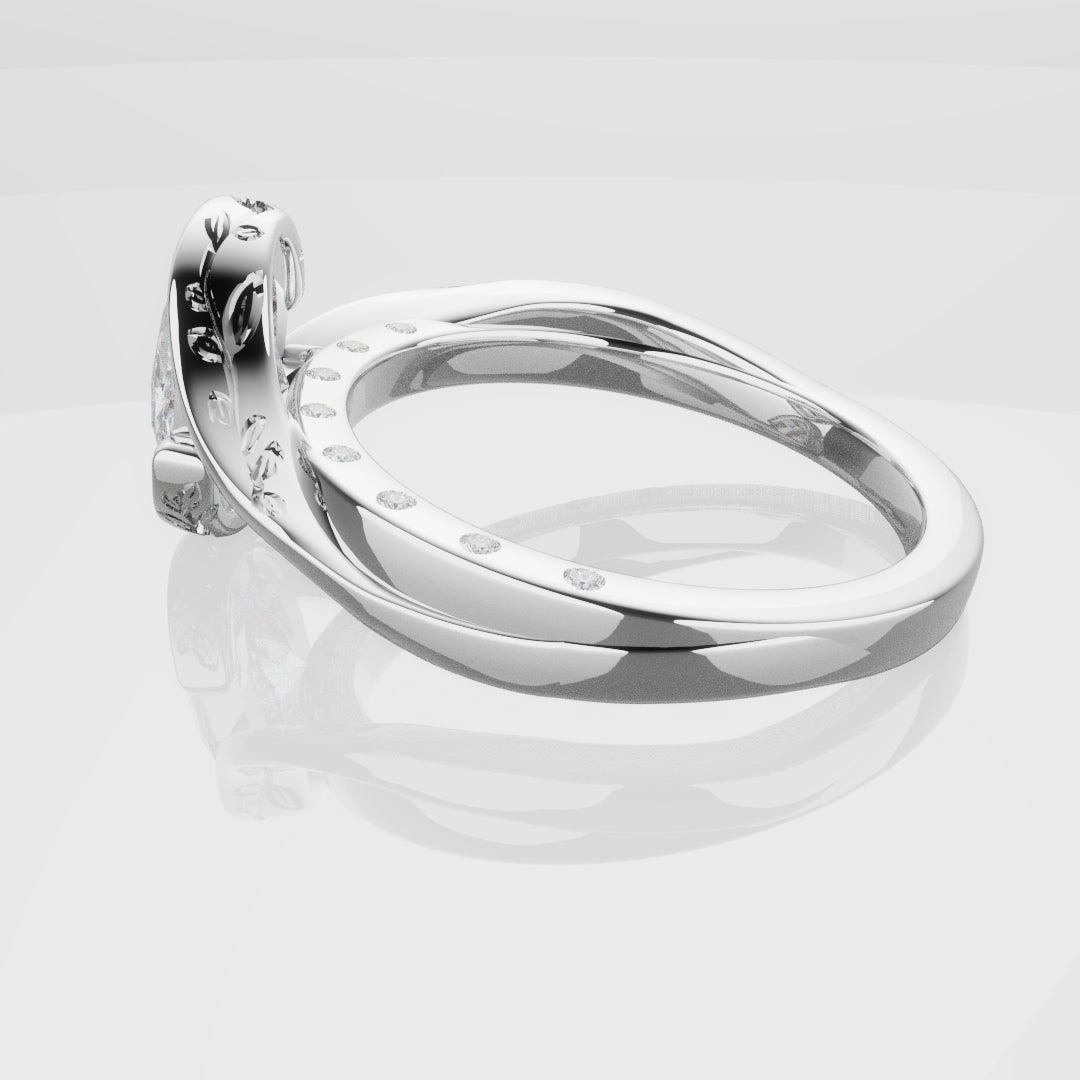 Flowing Vine Oval Diamond Engagement Ring with Hidden Diamonds