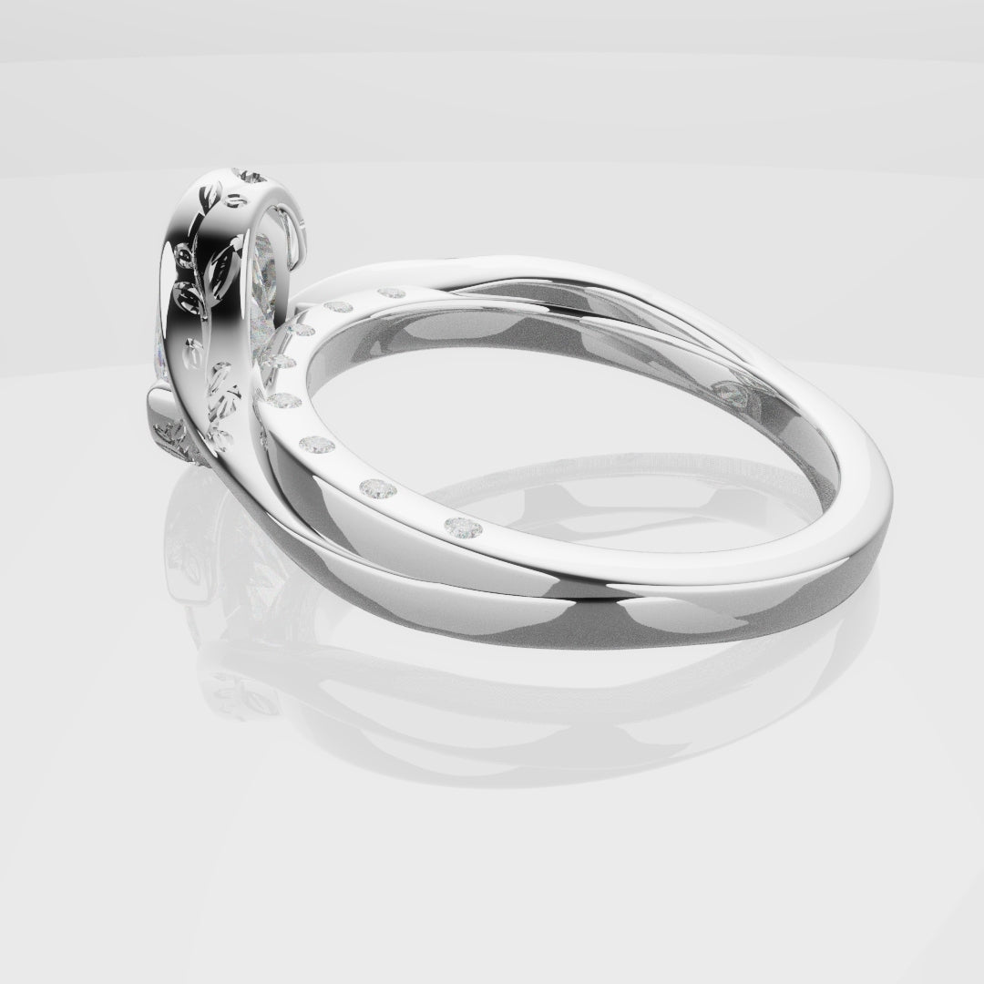 Flowing Vine Oval Diamond Engagement Ring with Hidden Diamonds