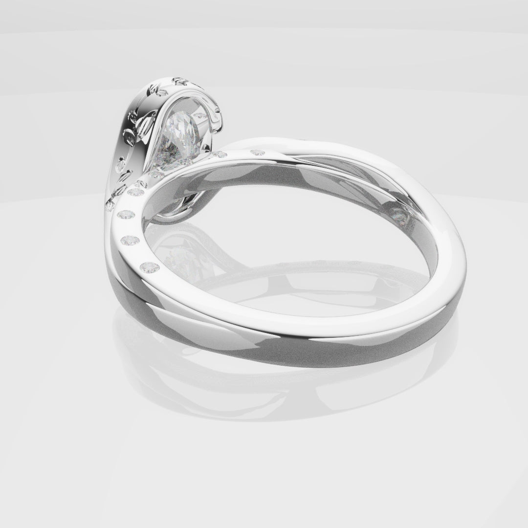 Flowing Vine Oval Diamond Engagement Ring with Hidden Diamonds