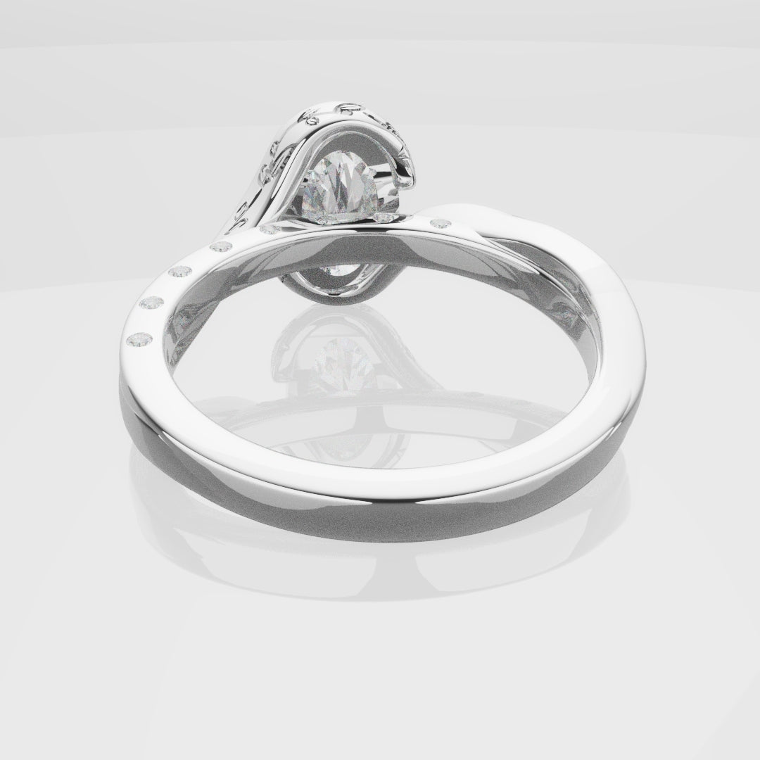 Flowing Vine Oval Diamond Engagement Ring with Hidden Diamonds
