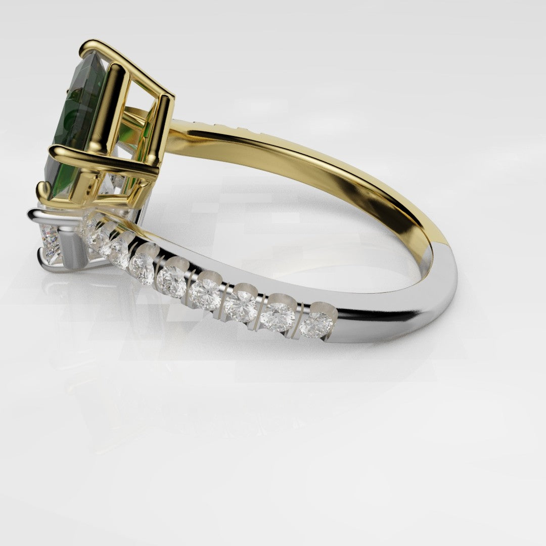 Emerald and Diamond Toi Et Moi Engagement Ring
