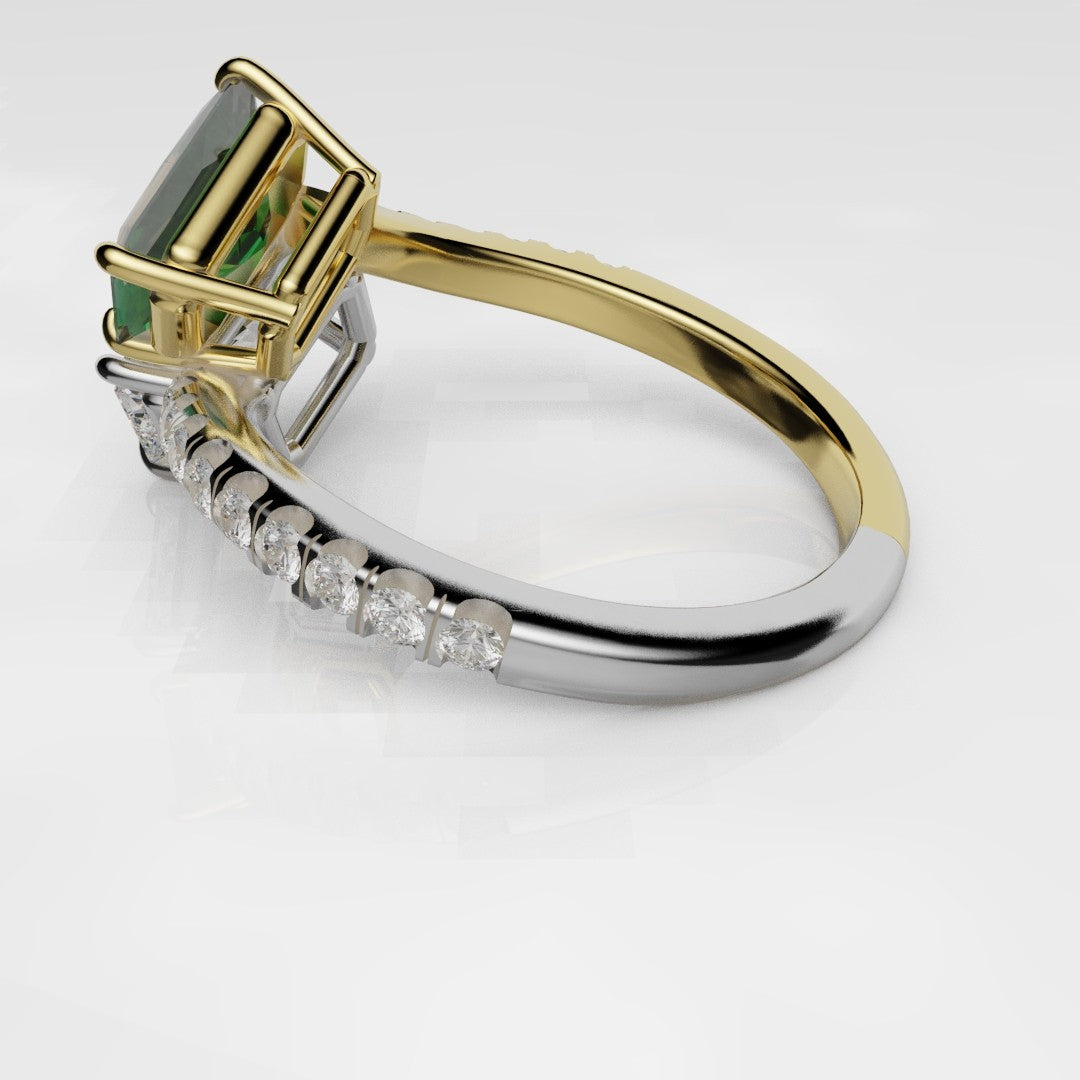 Emerald and Diamond Toi Et Moi Engagement Ring