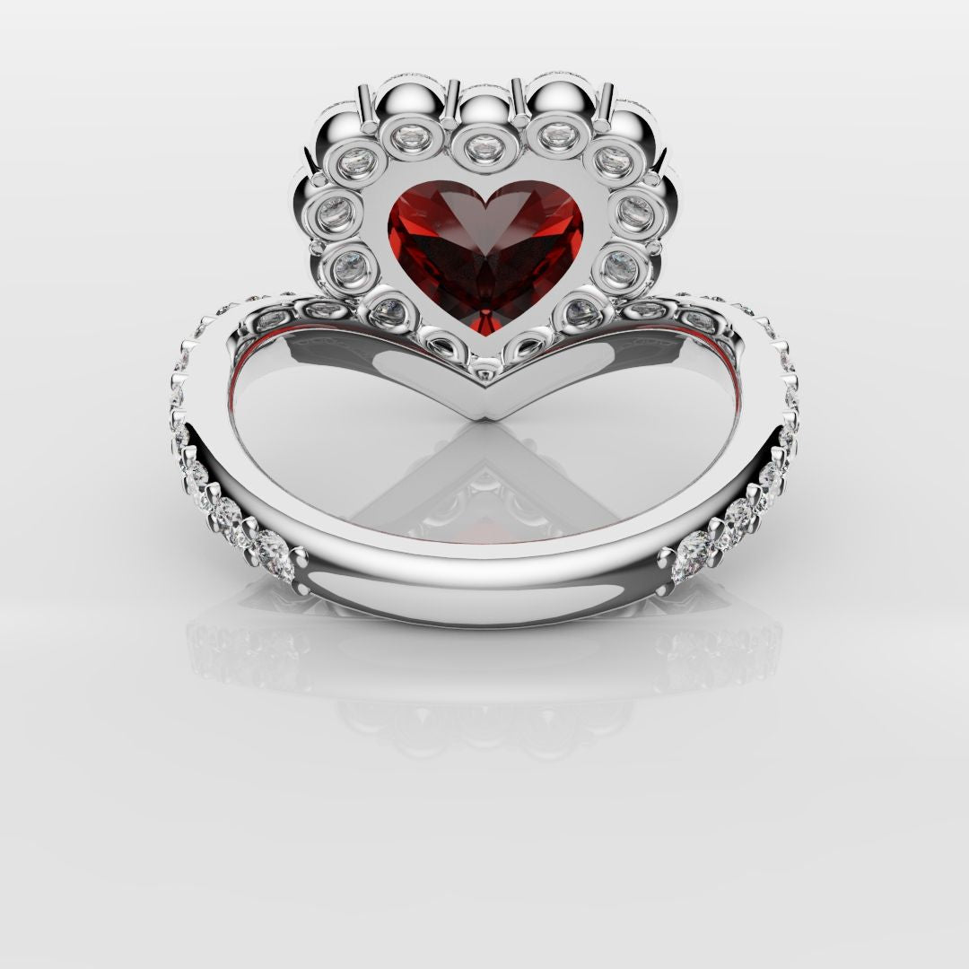 ruby and diamond cluster enagegemnt ring