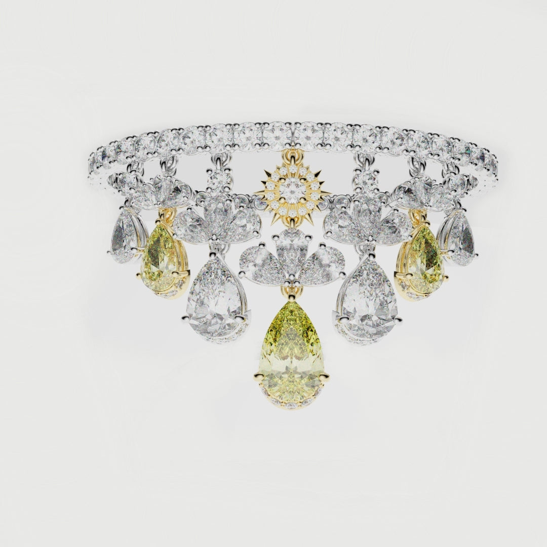 Bespoke High Jewellery Sun and Moon Bracelet - 18ct white gold and Yellow gold