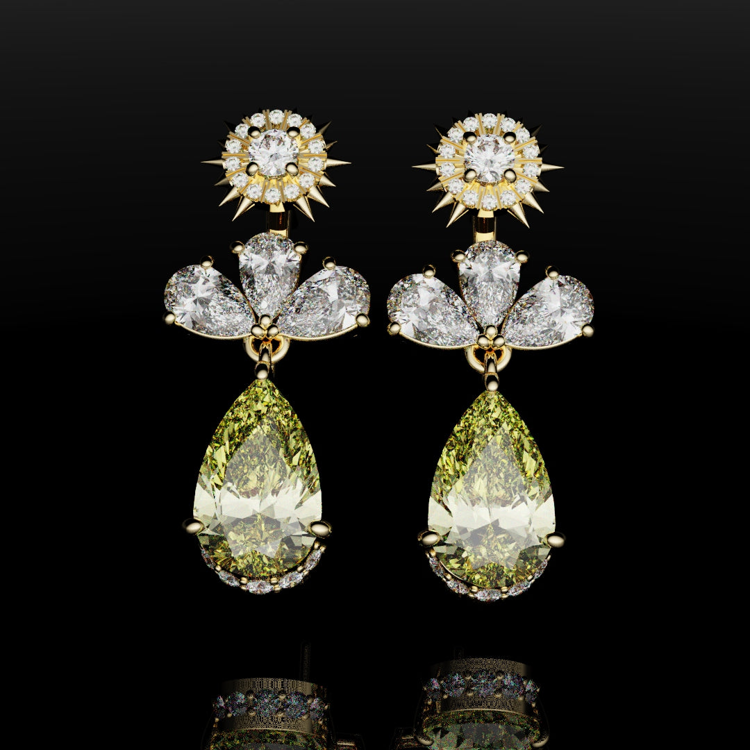 Bespoke High Jewellery Sun and Moon Earrings - Yellow Gold