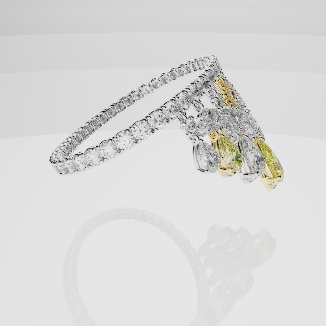 Bespoke High Jewellery Sun and Moon Bracelet - 18ct white gold and Yellow gold