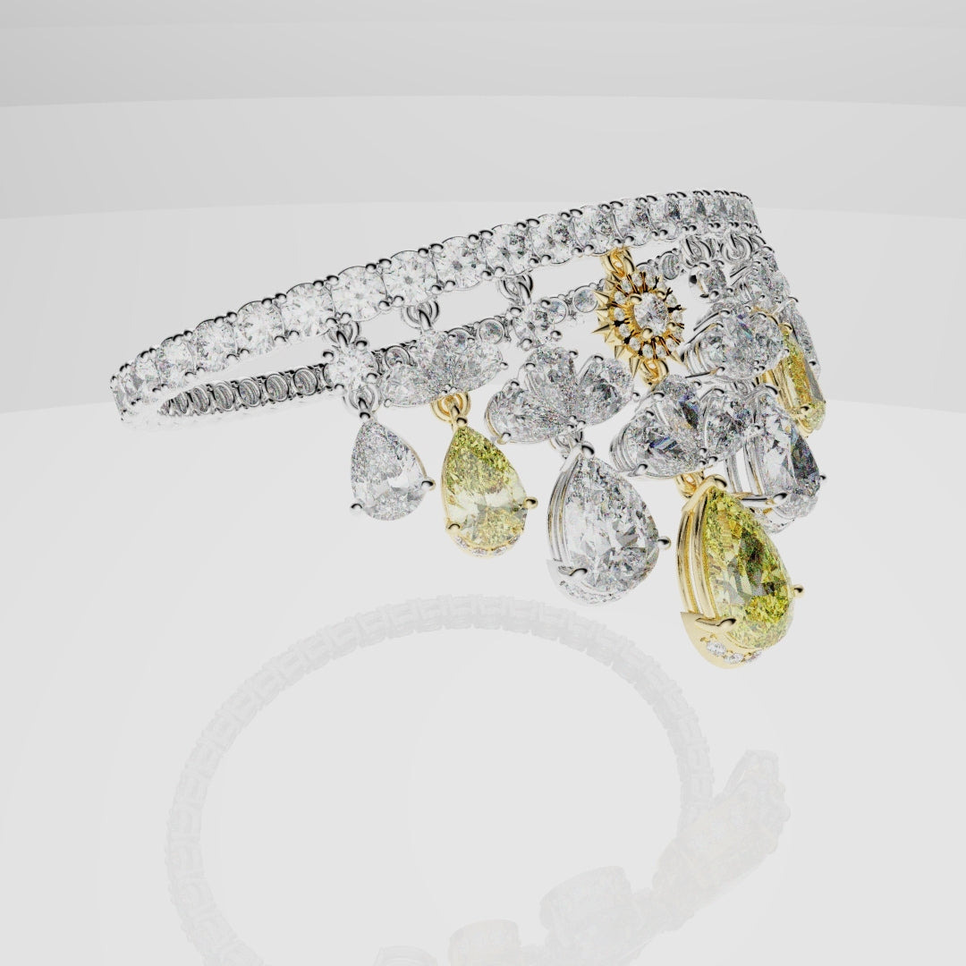 Bespoke High Jewellery Sun and Moon Bracelet - 18ct white gold and Yellow gold