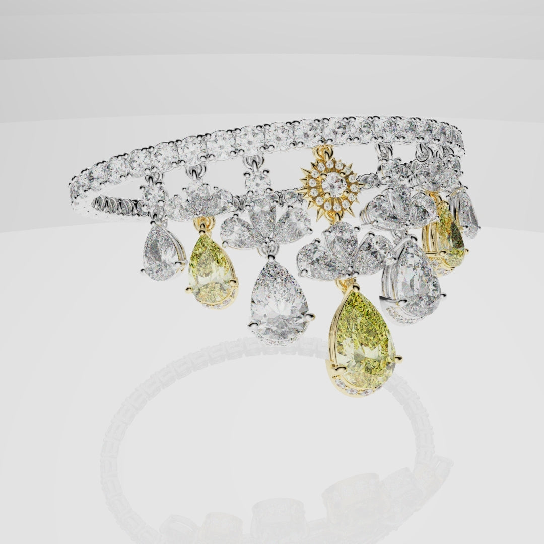 Bespoke High Jewellery Sun and Moon Bracelet - 18ct white gold and Yellow gold