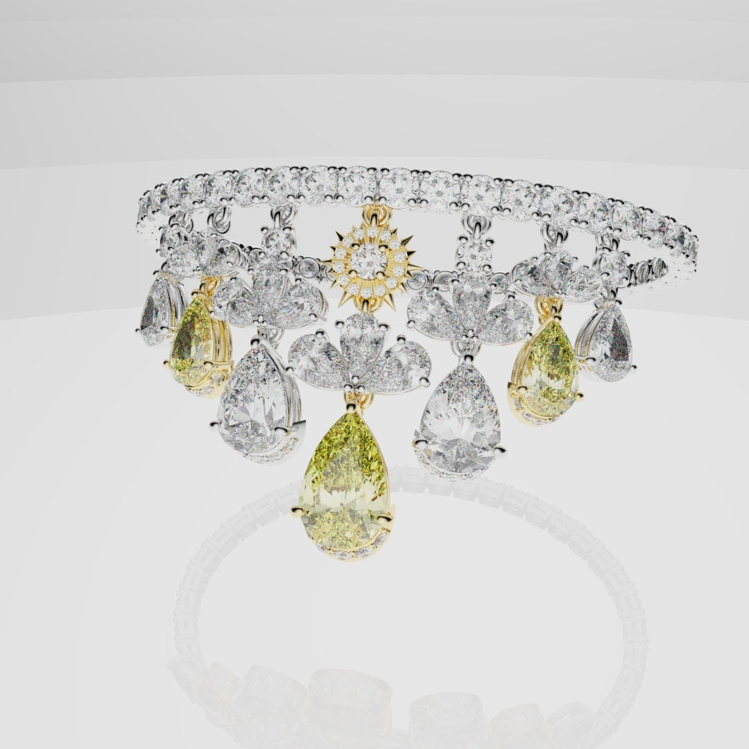 Bespoke High Jewellery Sun and Moon Bracelet - 18ct white gold and Yellow gold