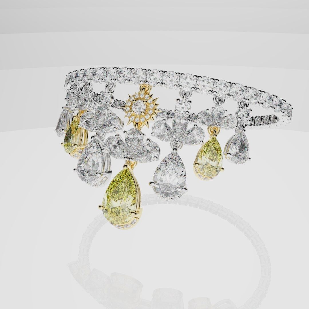Bespoke High Jewellery Sun and Moon Bracelet - 18ct white gold and Yellow gold