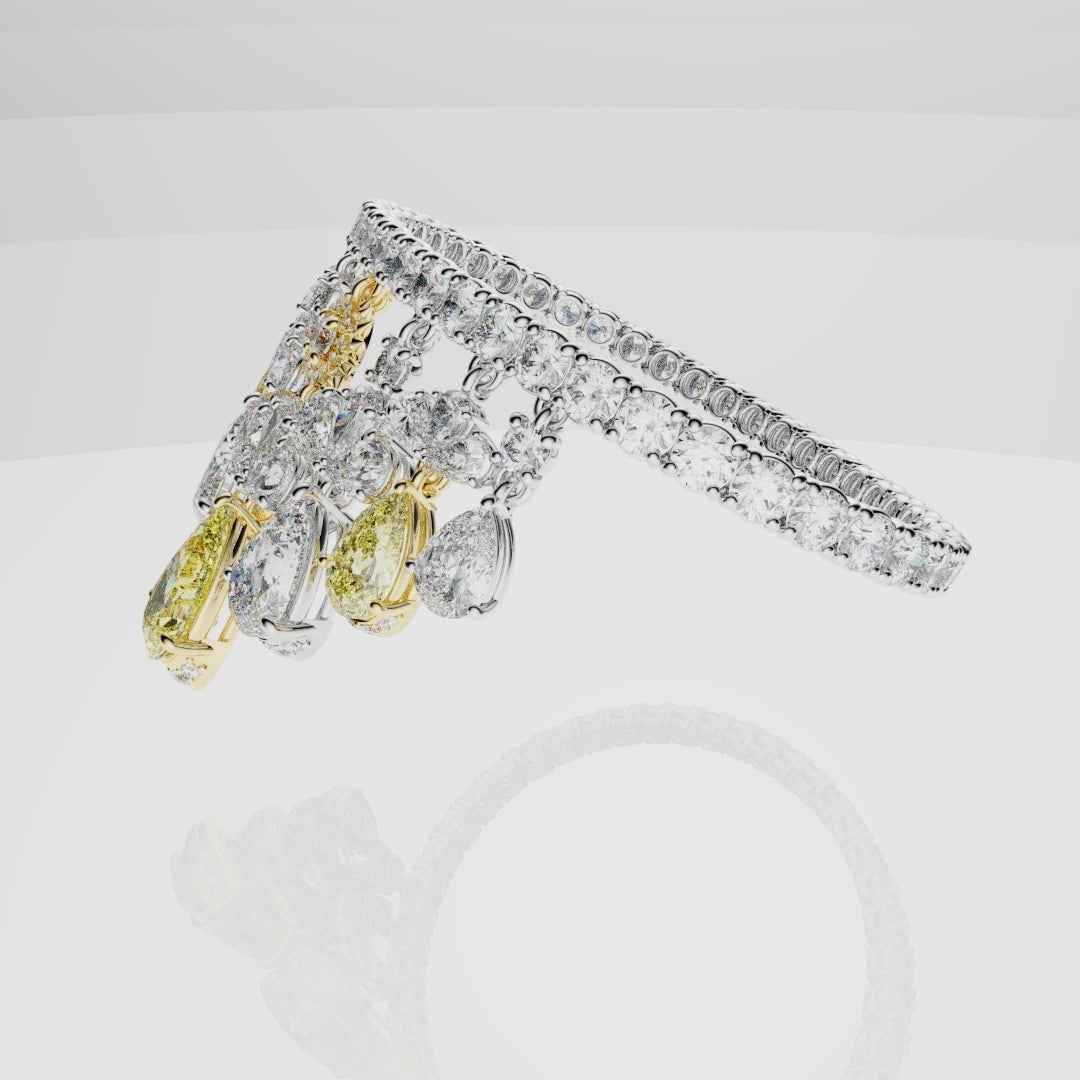 Bespoke High Jewellery Sun and Moon Bracelet - 18ct white gold and Yellow gold